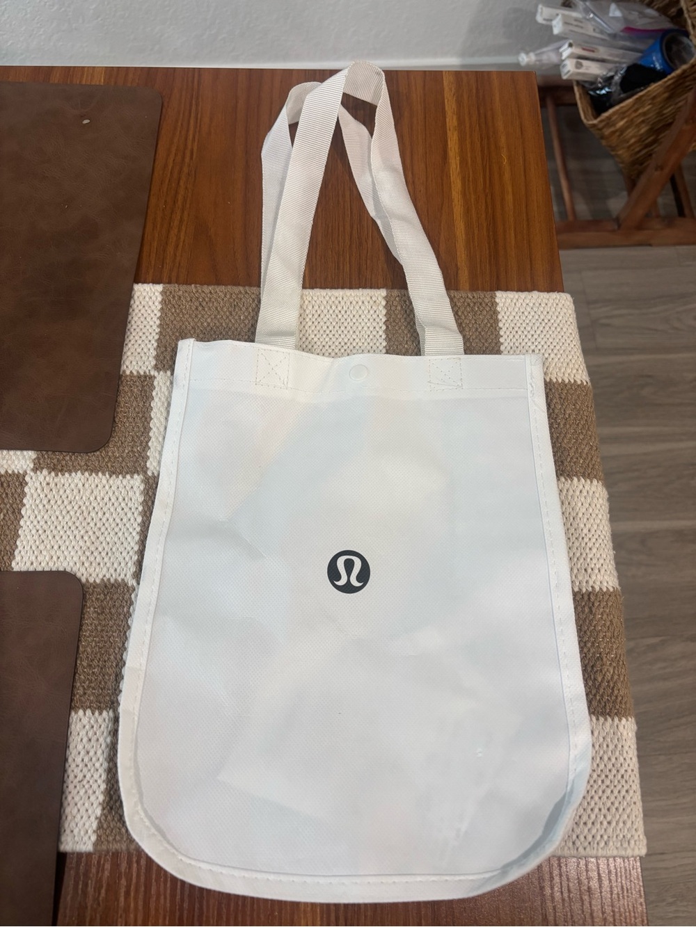 Lululemon White Logo Reusable Tote Bag